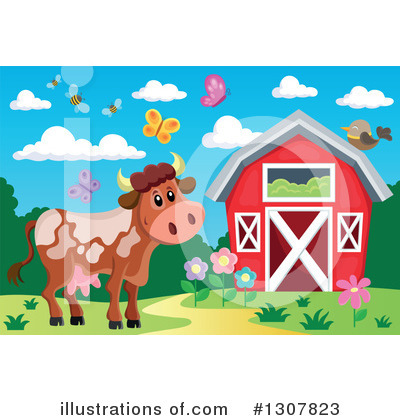 Royalty-Free (RF) Cow Clipart Illustration by visekart - Stock Sample #1307823