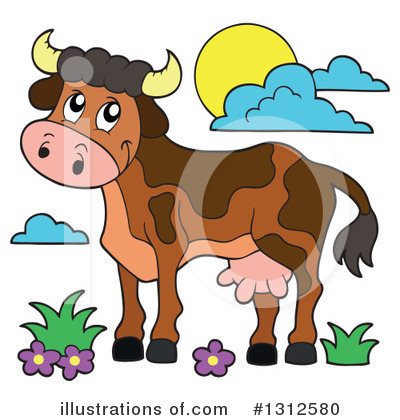 Royalty-Free (RF) Cow Clipart Illustration by visekart - Stock Sample #1312580