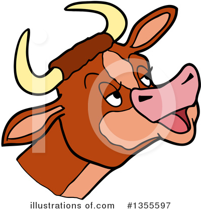 Royalty-Free (RF) Cow Clipart Illustration by LaffToon - Stock Sample #1355597