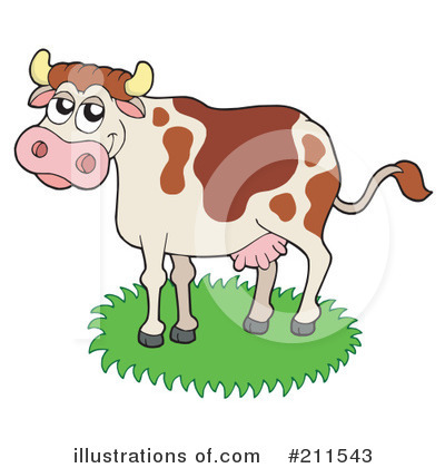 Royalty-Free (RF) Cow Clipart Illustration by visekart - Stock Sample #211543