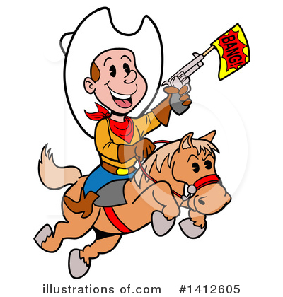 Royalty-Free (RF) Cowboy Clipart Illustration by LaffToon - Stock Sample #1412605