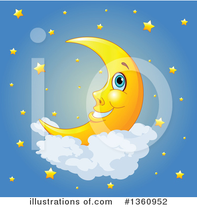 Royalty-Free (RF) Crescent Moon Clipart Illustration by Pushkin - Stock Sample #1360952