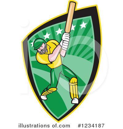 Royalty-Free (RF) Cricket Player Clipart Illustration by patrimonio - Stock Sample #1234187