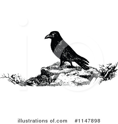Royalty-Free (RF) Crow Clipart Illustration by Prawny Vintage - Stock Sample #1147898