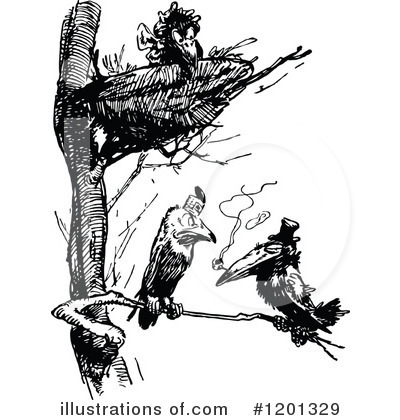 Royalty-Free (RF) Crow Clipart Illustration by Prawny Vintage - Stock Sample #1201329