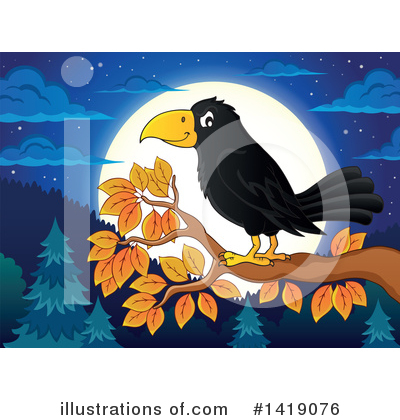 Royalty-Free (RF) Crow Clipart Illustration by visekart - Stock Sample #1419076