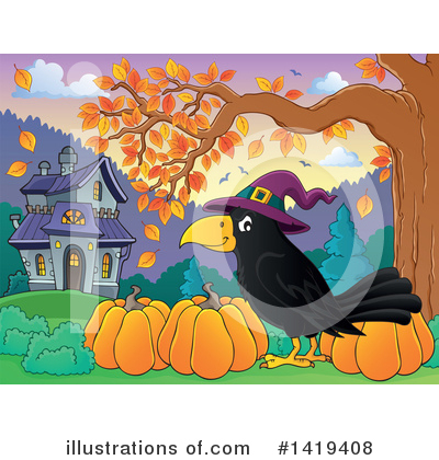 Royalty-Free (RF) Crow Clipart Illustration by visekart - Stock Sample #1419408