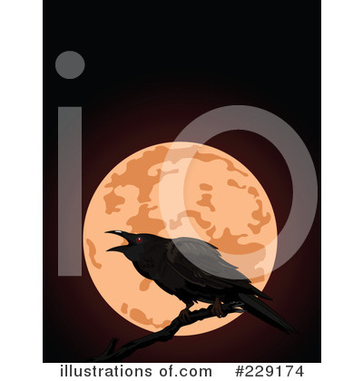 Royalty-Free (RF) Crow Clipart Illustration by Pushkin - Stock Sample #229174