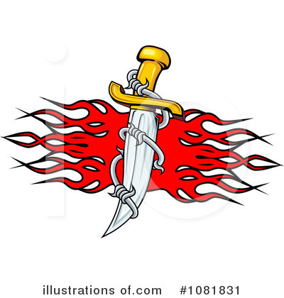 Flaming Sword Clipart #1081831 by Vector Tradition SM