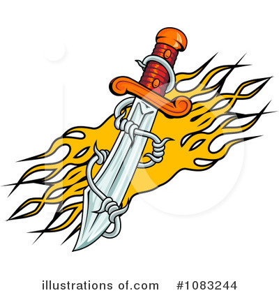 Flaming Sword Clipart #1083244 by Vector Tradition SM