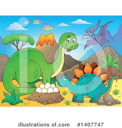 Royalty-Free (RF) Dinosaur Clipart Illustration by visekart - Stock Sample #1407747