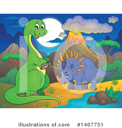 Royalty-Free (RF) Dinosaur Clipart Illustration by visekart - Stock Sample #1407751