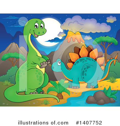 Royalty-Free (RF) Dinosaur Clipart Illustration by visekart - Stock Sample #1407752