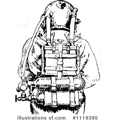 Royalty-Free (RF) Diver Clipart Illustration by Prawny Vintage - Stock Sample #1119395