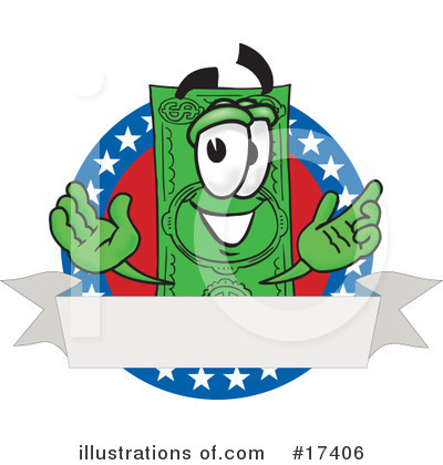 Dollar Bill Character Clipart #17406 by Mascot Junction