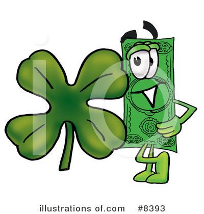 Dollar Bill Character Clipart #8393 by Mascot Junction