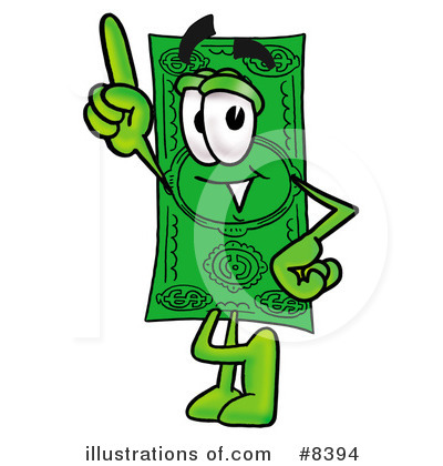 Dollar Bill Character Clipart #8394 by Mascot Junction