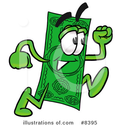 Dollar Bill Character Clipart #8395 by Mascot Junction