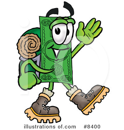 Dollar Bill Character Clipart #8400 by Mascot Junction