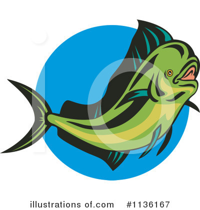 Royalty-Free (RF) Dolphin Fish Clipart Illustration by patrimonio - Stock Sample #1136167