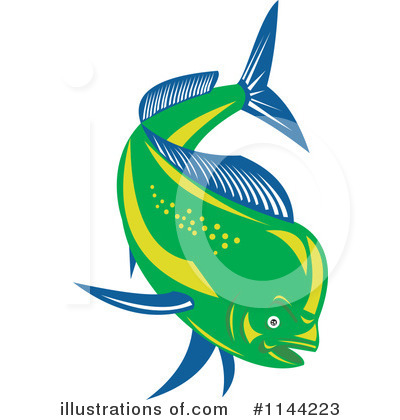 Royalty-Free (RF) Dolphin Fish Clipart Illustration by patrimonio - Stock Sample #1144223