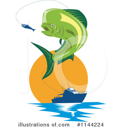 Royalty-Free (RF) Dolphin Fish Clipart Illustration by patrimonio - Stock Sample #1144224