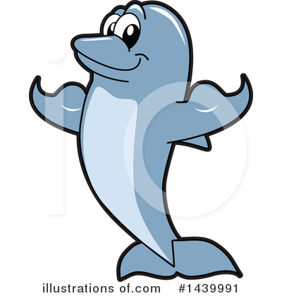 Royalty-Free (RF) Dolphin Mascot Clipart Illustration by Mascot Junction - Stock Sample #1439991