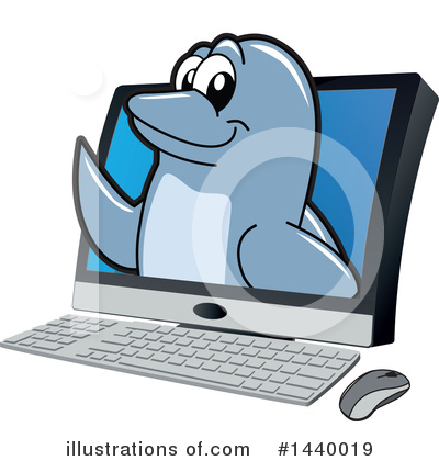 Royalty-Free (RF) Dolphin Mascot Clipart Illustration by Mascot Junction - Stock Sample #1440019