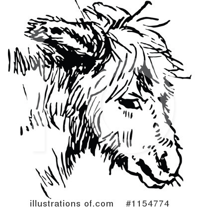 Royalty-Free (RF) Donkey Clipart Illustration by Prawny Vintage - Stock Sample #1154774
