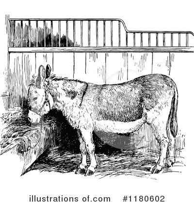 Royalty-Free (RF) Donkey Clipart Illustration by Prawny Vintage - Stock Sample #1180602