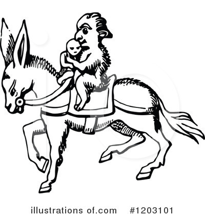 Royalty-Free (RF) Donkey Clipart Illustration by Prawny Vintage - Stock Sample #1203101