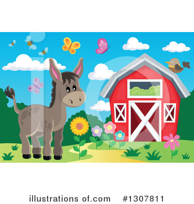Royalty-Free (RF) Donkey Clipart Illustration by visekart - Stock Sample #1307811