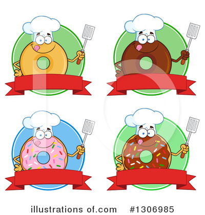 Chocolate Donut Character Clipart #1306985 by Hit Toon