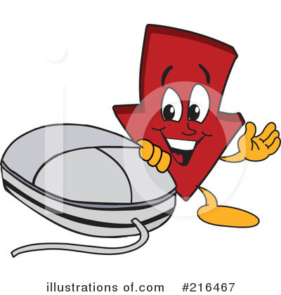 Royalty-Free (RF) Down Arrow Mascot Clipart Illustration by Mascot Junction - Stock Sample #216467