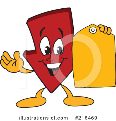 Royalty-Free (RF) Down Arrow Mascot Clipart Illustration by Mascot Junction - Stock Sample #216469