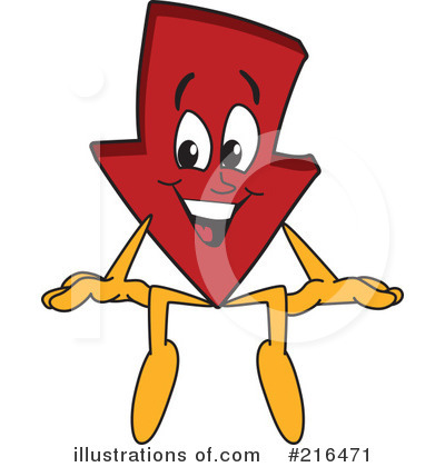 Royalty-Free (RF) Down Arrow Mascot Clipart Illustration by Mascot Junction - Stock Sample #216471