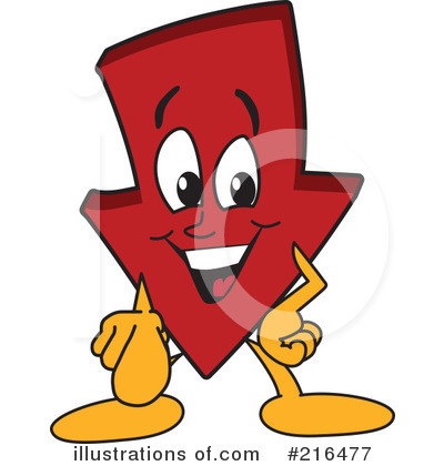 Royalty-Free (RF) Down Arrow Mascot Clipart Illustration by Mascot Junction - Stock Sample #216477