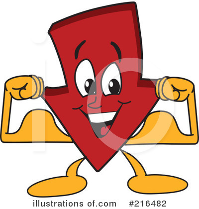 Royalty-Free (RF) Down Arrow Mascot Clipart Illustration by Mascot Junction - Stock Sample #216482
