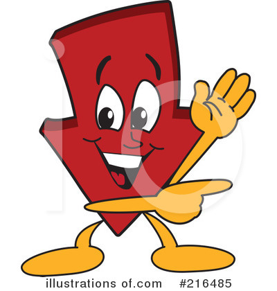Royalty-Free (RF) Down Arrow Mascot Clipart Illustration by Mascot Junction - Stock Sample #216485