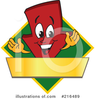 Royalty-Free (RF) Down Arrow Mascot Clipart Illustration by Mascot Junction - Stock Sample #216489