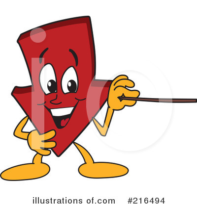 Royalty-Free (RF) Down Arrow Mascot Clipart Illustration by Mascot Junction - Stock Sample #216494