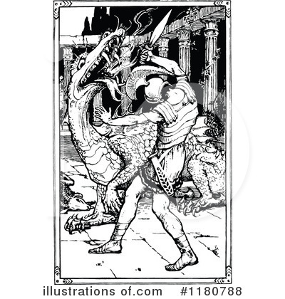 Royalty-Free (RF) Dragon Clipart Illustration by Prawny Vintage - Stock Sample #1180788