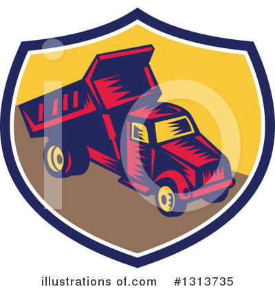 Royalty-Free (RF) Dump Truck Clipart Illustration by patrimonio - Stock Sample #1313735