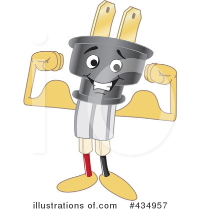 Royalty-Free (RF) Electric Plug Character Clipart Illustration by Mascot Junction - Stock Sample #434957