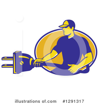 Royalty-Free (RF) Electrician Clipart Illustration by patrimonio - Stock Sample #1291317