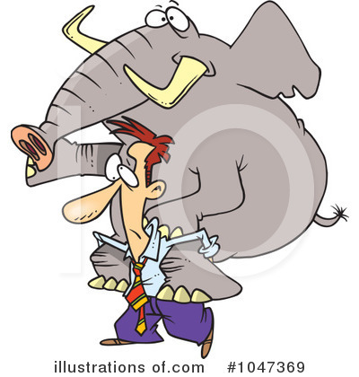 Royalty-Free (RF) Elephant Clipart Illustration by toonaday - Stock Sample #1047369