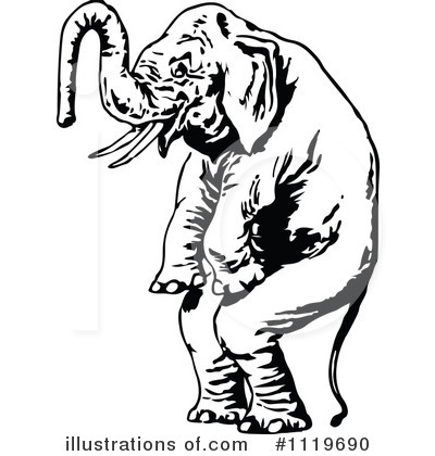 Royalty-Free (RF) Elephant Clipart Illustration by Prawny Vintage - Stock Sample #1119690