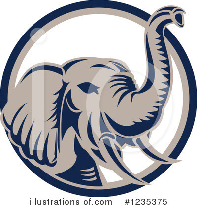 Royalty-Free (RF) Elephant Clipart Illustration by patrimonio - Stock Sample #1235375