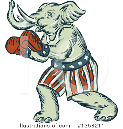 Republican Elephant Clipart #1358211 by patrimonio