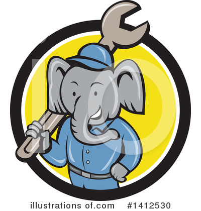 Royalty-Free (RF) Elephant Clipart Illustration by patrimonio - Stock Sample #1412530